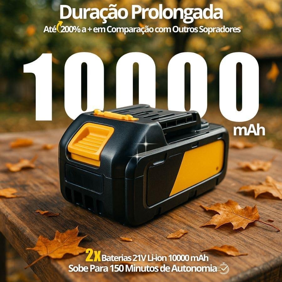         Soprador de Folhas Ultra Potente 21V com 2 Baterias de Longa Duração – Alta Performance para Uso Doméstico e Profissional       