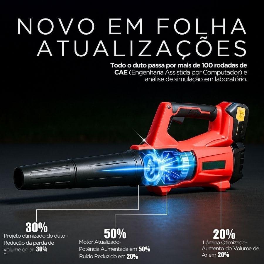         Soprador de Folhas Ultra Potente 21V com 2 Baterias de Longa Duração – Alta Performance para Uso Doméstico e Profissional       