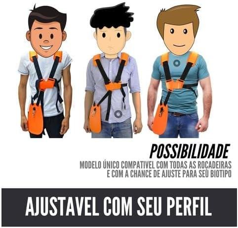         Cinto Especial De Sustentação Cor Preto E Laranja Bjb Equipamentos Roçadeiras Multimarcas Compativel com Modelos 33cc, 43cc, 52cc, 63cc Tamanho Único Universal, Confortavel Duplo Ombro Especial       