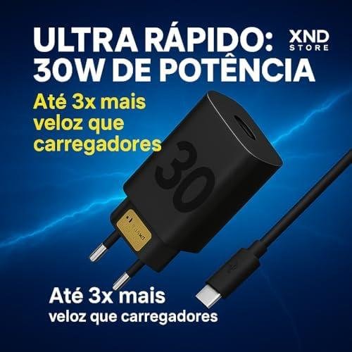         Fonte Carregador Turbo Premium® 30W Ultra Rápido Tipo C Com Carregamento Rápido  Cabo Tipo C Compatível Com Todos Os Dispositivos Motorola Samsung IPhone 15/16 Xiaomi       