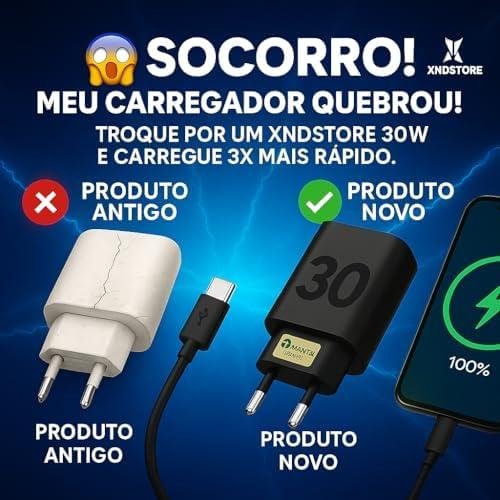         Fonte Carregador Turbo Premium® 30W Ultra Rápido Tipo C Com Carregamento Rápido  Cabo Tipo C Compatível Com Todos Os Dispositivos Motorola Samsung IPhone 15/16 Xiaomi       