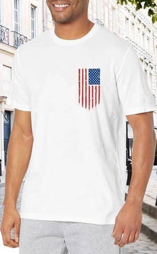         Ascrazy Camiseta masculina bandeira americana 4 de julho bandeira dos EUA 1776 camiseta patriótica Memorial Day Tops       
