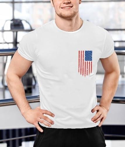         Ascrazy Camiseta masculina bandeira americana 4 de julho bandeira dos EUA 1776 camiseta patriótica Memorial Day Tops       
