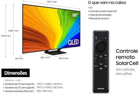         Samsung Smart TV 85 polegadas QLED 4K 85Q70D 2024, Tecnologia de Pontos Quânticos, Processador com AI, Painel até 120Hz, Design AirSlim 85