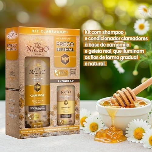         TIO NACHO Kit Shampoo e Condicionador Clareador com Geleia Real Antiqueda para Cabelos Mais Macios e Nutridos - Tratamento Completo para Todos os Tipos de Cabelo - 415 ml (2-Pack)       